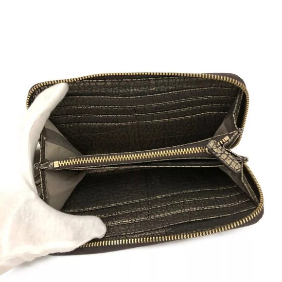 BURBERRY Logo Plate Leather Zip Around Long Wallet Gold/1D2740 - Picture 5 of 8